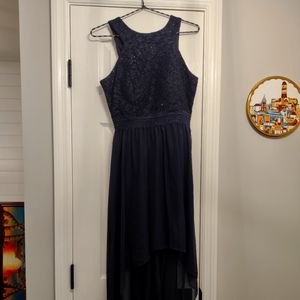 Navy Blue High Low Dress with Tags